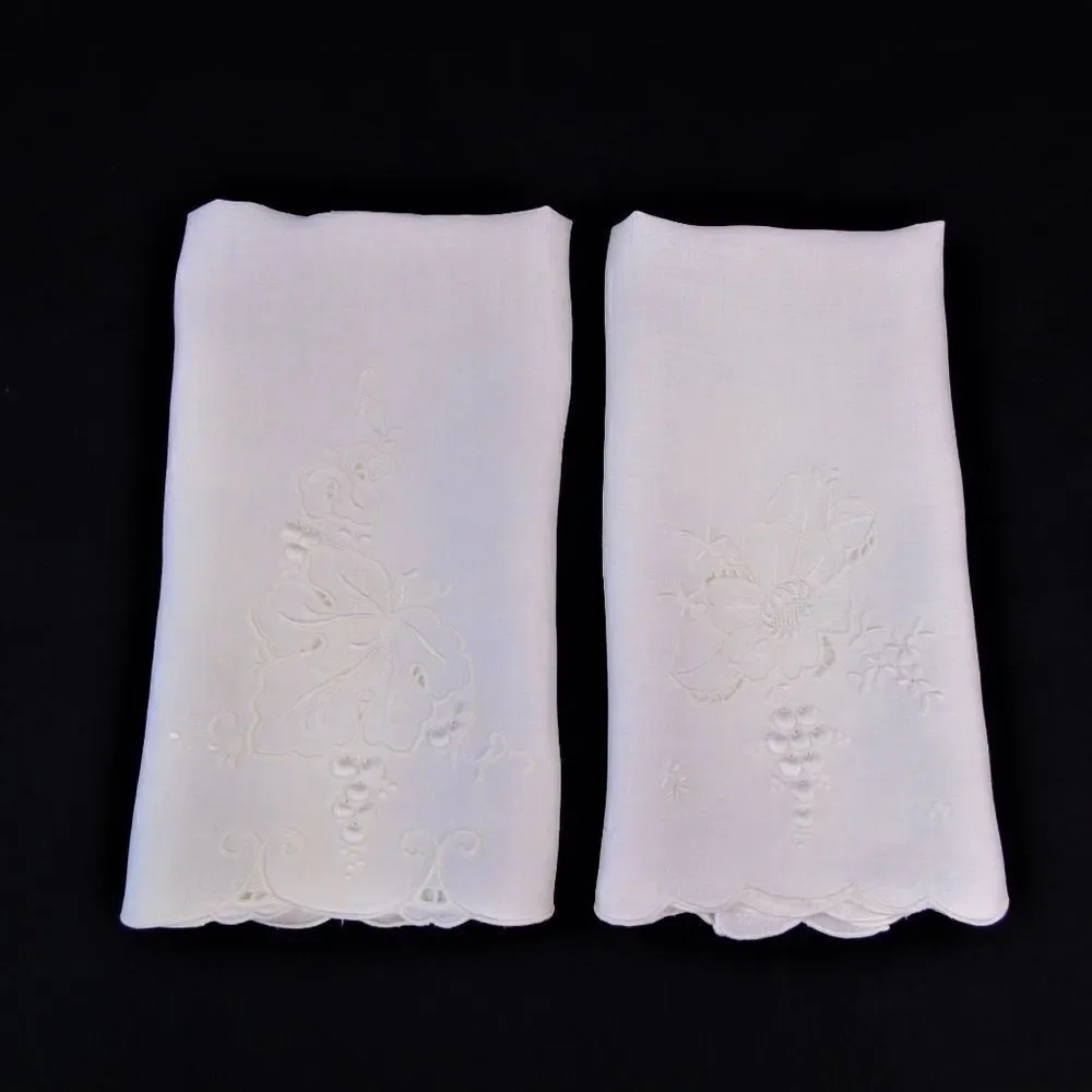 Vintage Tea Towels White on White Bridal Towels